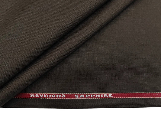 Raymond Sapphire Merino Wool Blended Suiting Fabric (Brown, Plain Weave)