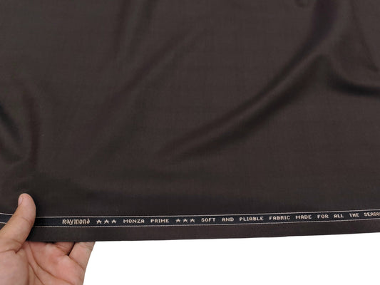 Raymond Monza Prime Merino Wool Blended Suiting Fabric (Brown, Self pattern)
