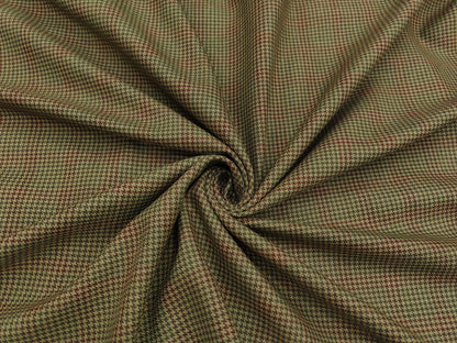 Raymond Rosette Wool Blended Jacketing Suiting Fabric (Green And Red, Houndstooth Pattern)