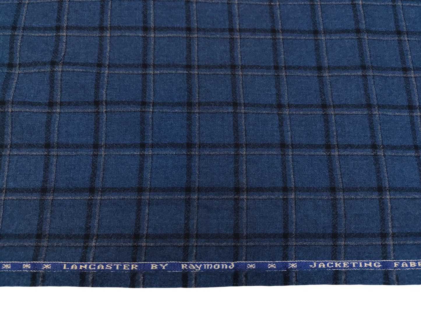Raymond Lancaster 100% Wool Jacketing Suiting Fabric (Blue, Checks)
