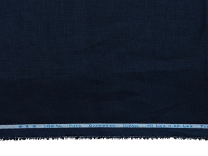 100% Pure European Linen 60 LEA Shirting Fabric (Navy Blue, Plain Weave)
