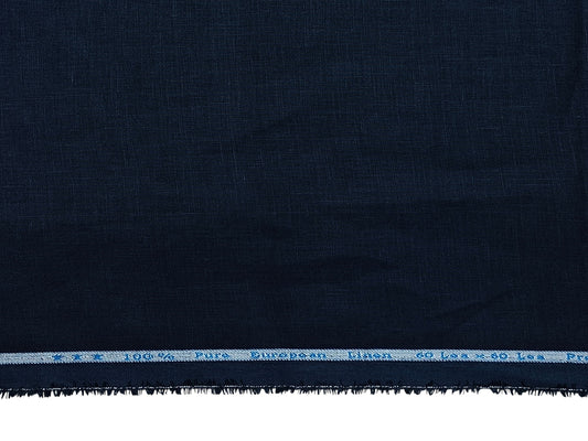 100% Pure European Linen 60 LEA Shirting Fabric (Navy Blue, Plain Weave)