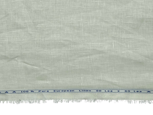 100% Pure European Linen 60 LEA Shirting Fabric (Cream White, Plain Weave)