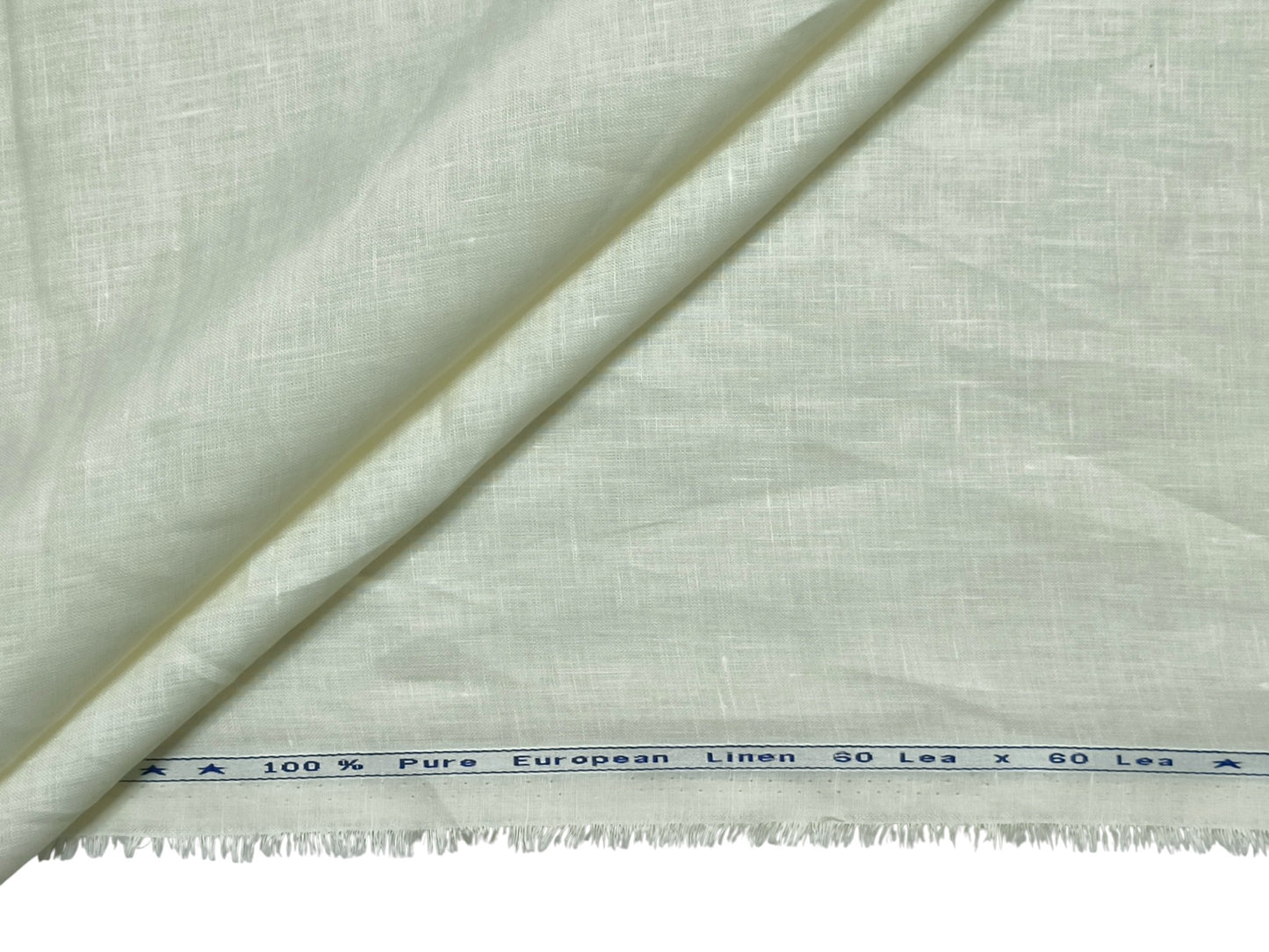 100% Pure European Linen 60 LEA Shirting Fabric (Cream White, Plain Weave)
