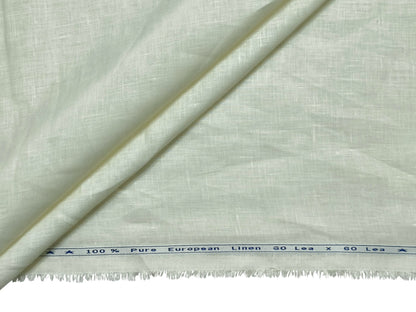 100% Pure European Linen 60 LEA Shirting Fabric (Cream White, Plain Weave)