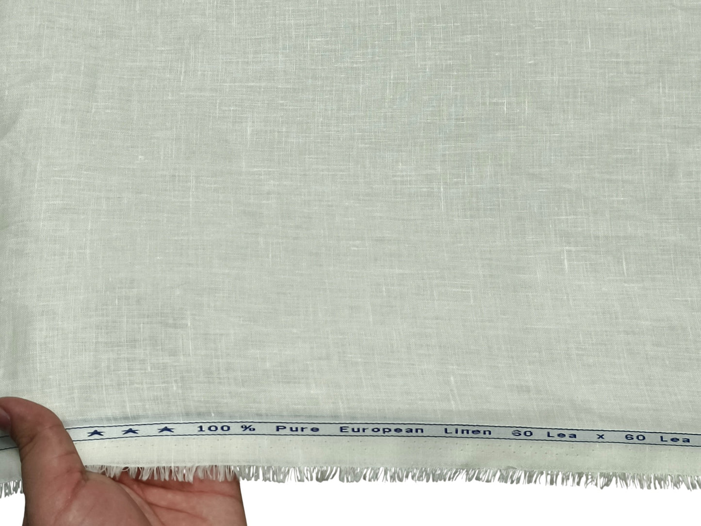 100% Pure European Linen 60 LEA Shirting Fabric (Cream White, Plain Weave)