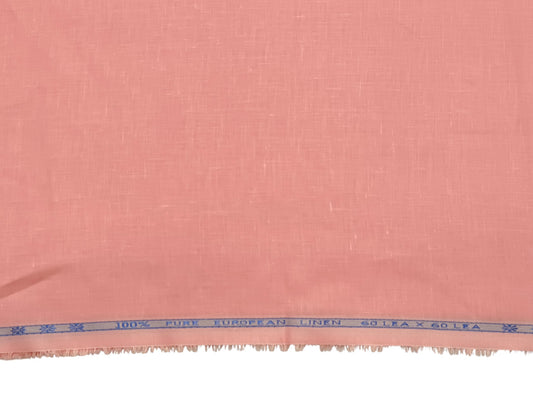 100% Pure European Linen 60 LEA Shirting Fabric (Soft Peach, Plain Weave)