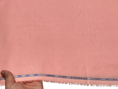 100% Pure European Linen 60 LEA Shirting Fabric (Soft Peach, Plain Weave)
