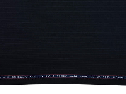 Raymond The Lineage Line Super 130s Merino Wool Blended Suiting Fabric (Navy Blue, Striped)