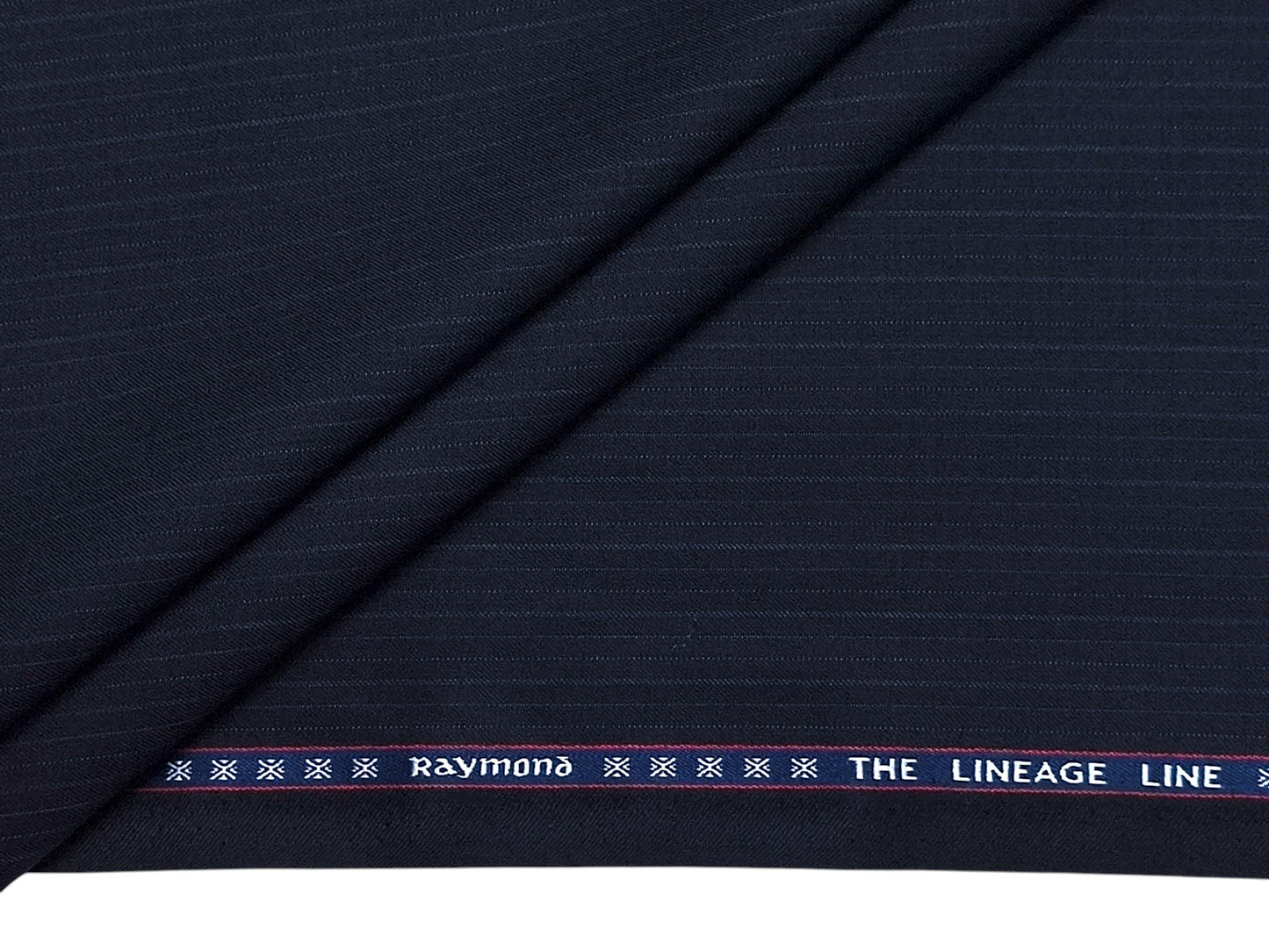 Raymond The Lineage Line Super 130s Merino Wool Blended Suiting Fabric (Navy Blue, Striped)