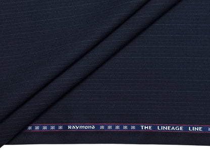 Raymond The Lineage Line Super 130s Merino Wool Blended Suiting Fabric (Navy Blue, Striped)