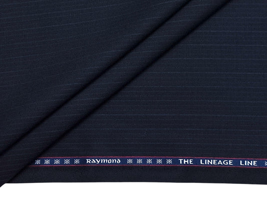 Raymond The Lineage Line Super 130s Merino Wool Blended Suiting Fabric (Navy Blue, Striped)