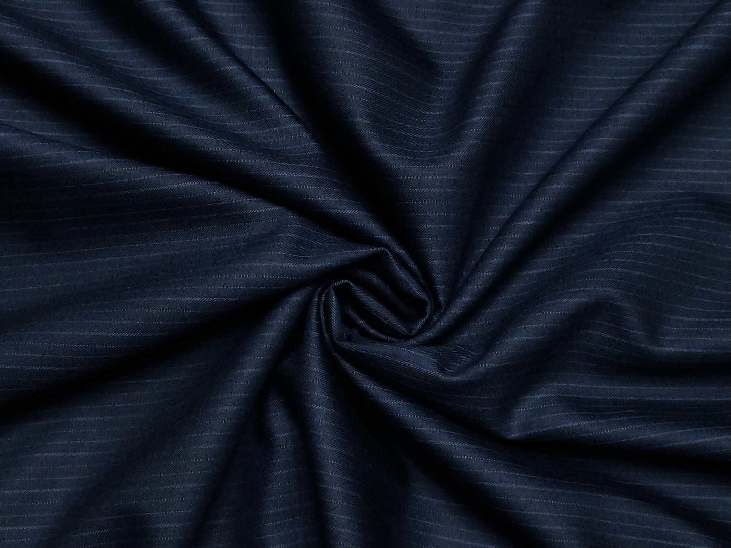 Raymond The Lineage Line Super 130s Merino Wool Blended Suiting Fabric (Navy Blue, Striped)
