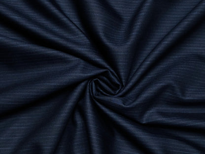 Raymond The Lineage Line Super 130s Merino Wool Blended Suiting Fabric (Navy Blue, Striped)