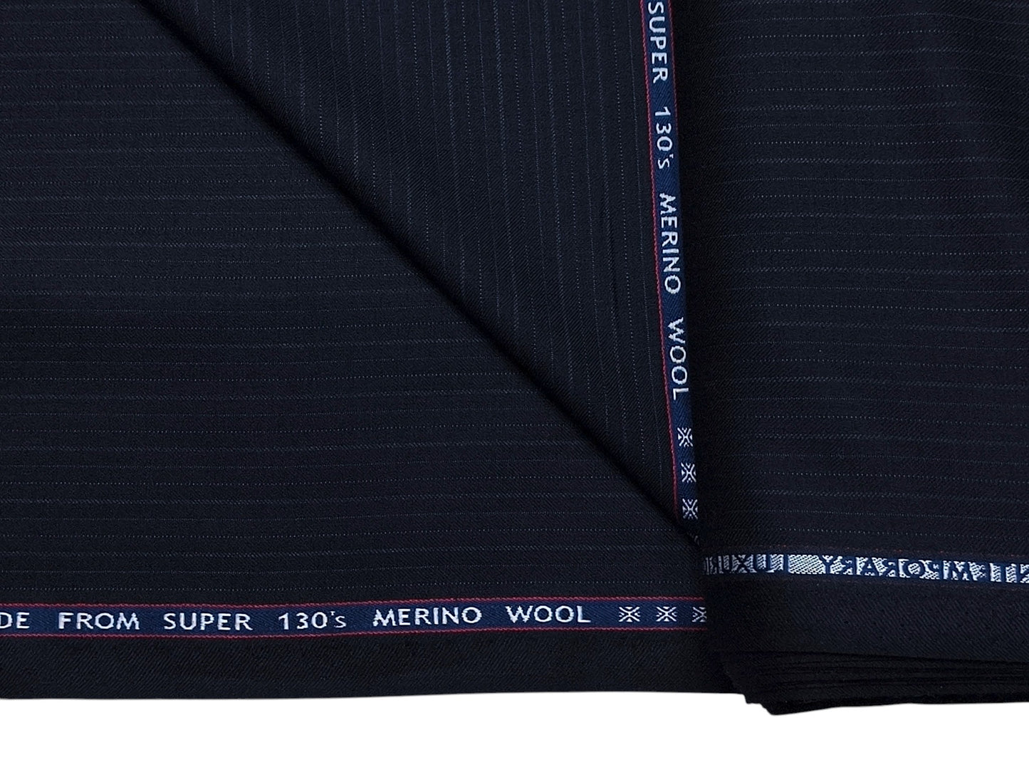 Raymond The Lineage Line Super 130s Merino Wool Blended Suiting Fabric (Navy Blue, Striped)