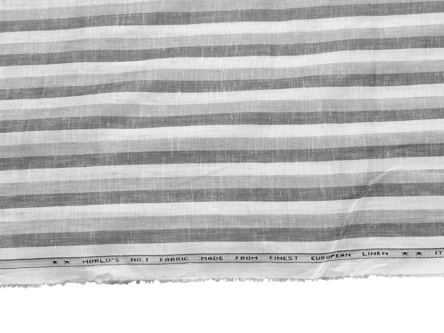 Italian Luxury Collection 100% Pure Linen Fabric 70 LEA Shirting Fabric (Grey , Striped)
