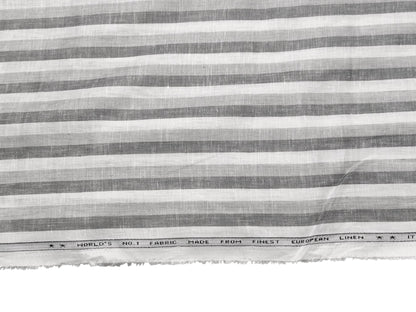 Italian Luxury Collection 100% Pure Linen Fabric 70 LEA Shirting Fabric (Grey , Striped)