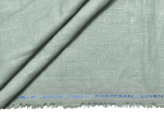 100% Pure European Linen 25 LEA Suiting Fabric (Light Pista Green Plain)
