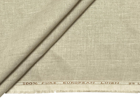 100% Pure European Linen 25 LEA Suiting Fabric (Dark Natural, Plain)