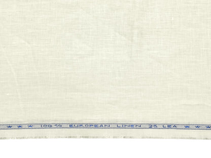 100% Pure European Linen 25 LEA Suiting Fabric (Off White, Plain)