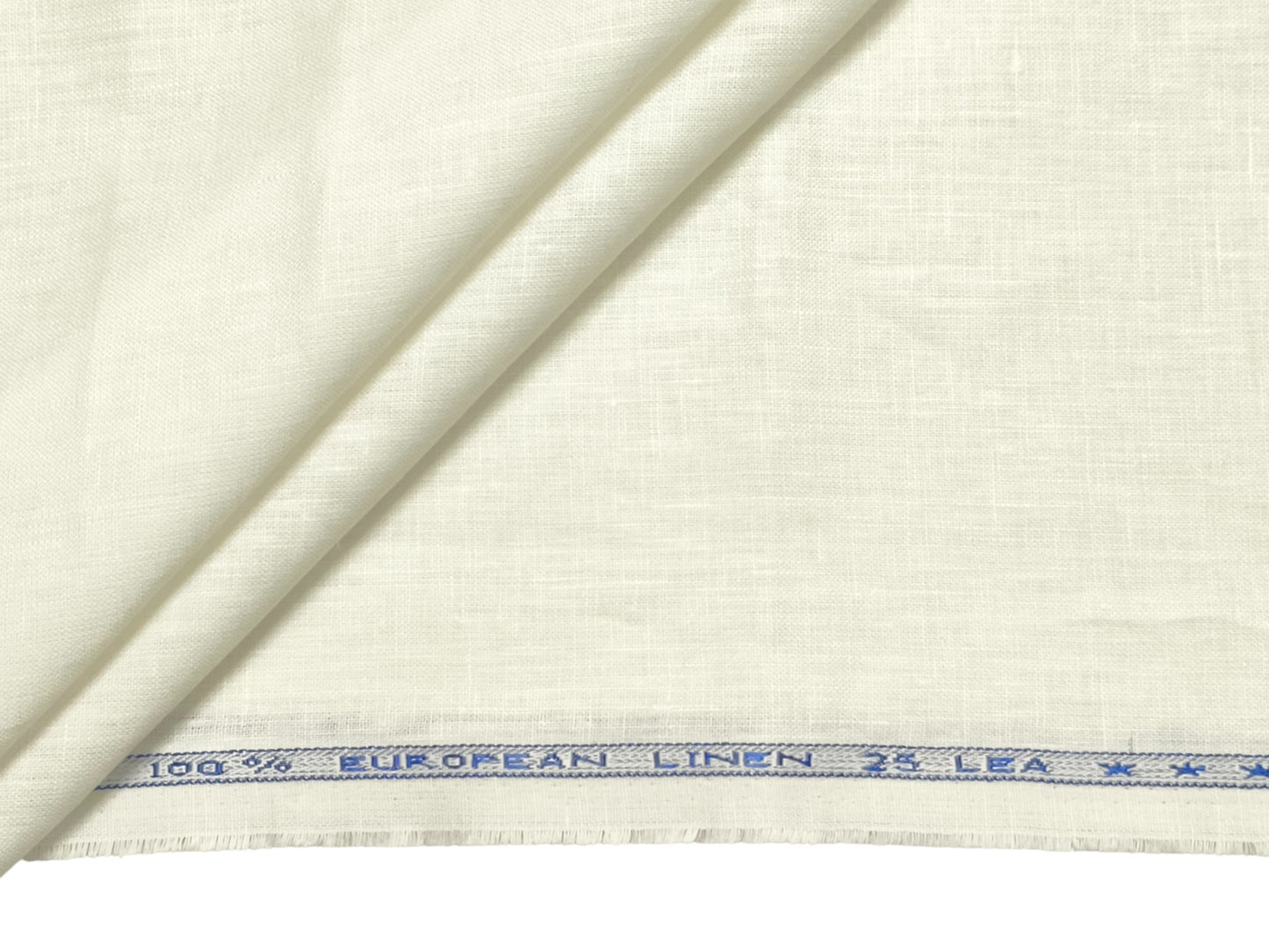 100% Pure European Linen 25 LEA Suiting Fabric (Off White, Plain)