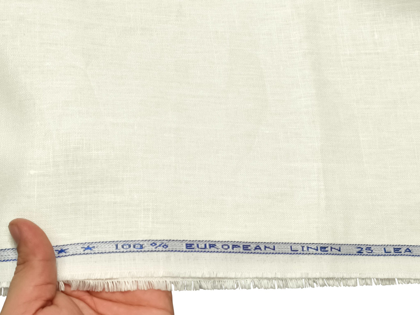 100% Pure European Linen 25 LEA Suiting Fabric (Off White, Plain)