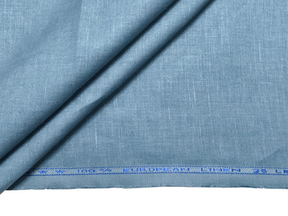 100% Pure European Linen 25 LEA Suiting Fabric (Aqua Blue, Plain)