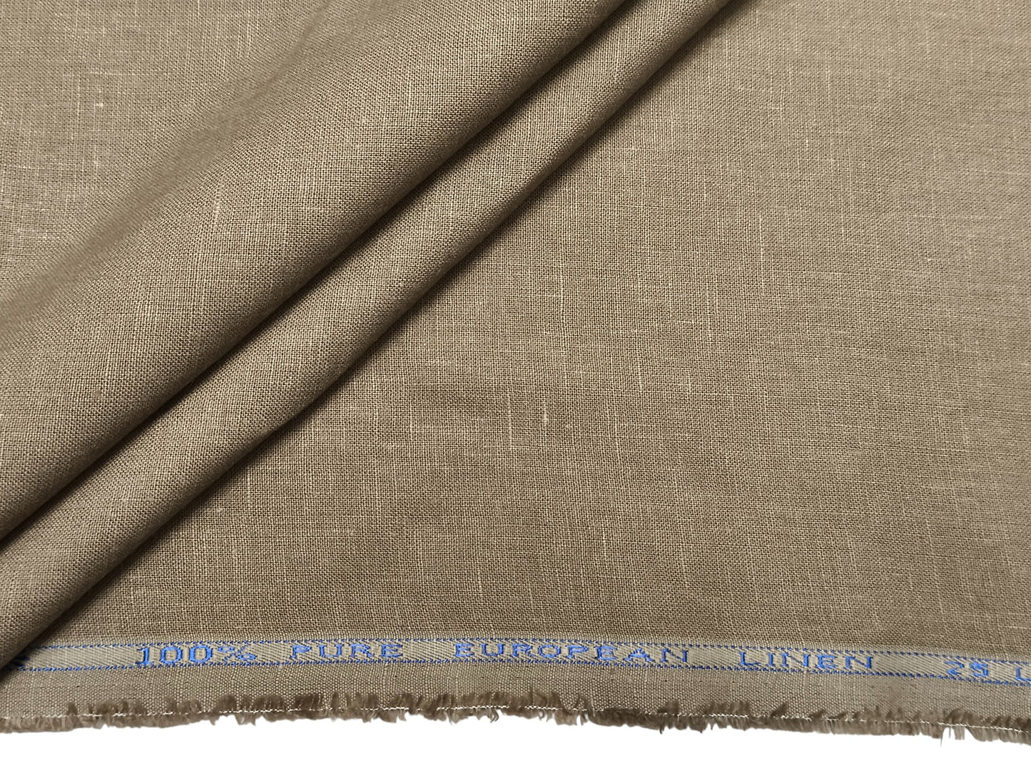 100% Pure European Linen 25 LEA Suiting Fabric (Light Brown, Plain)