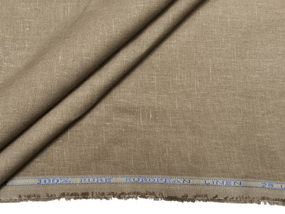 100% Pure European Linen 25 LEA Suiting Fabric (Light Brown, Plain)