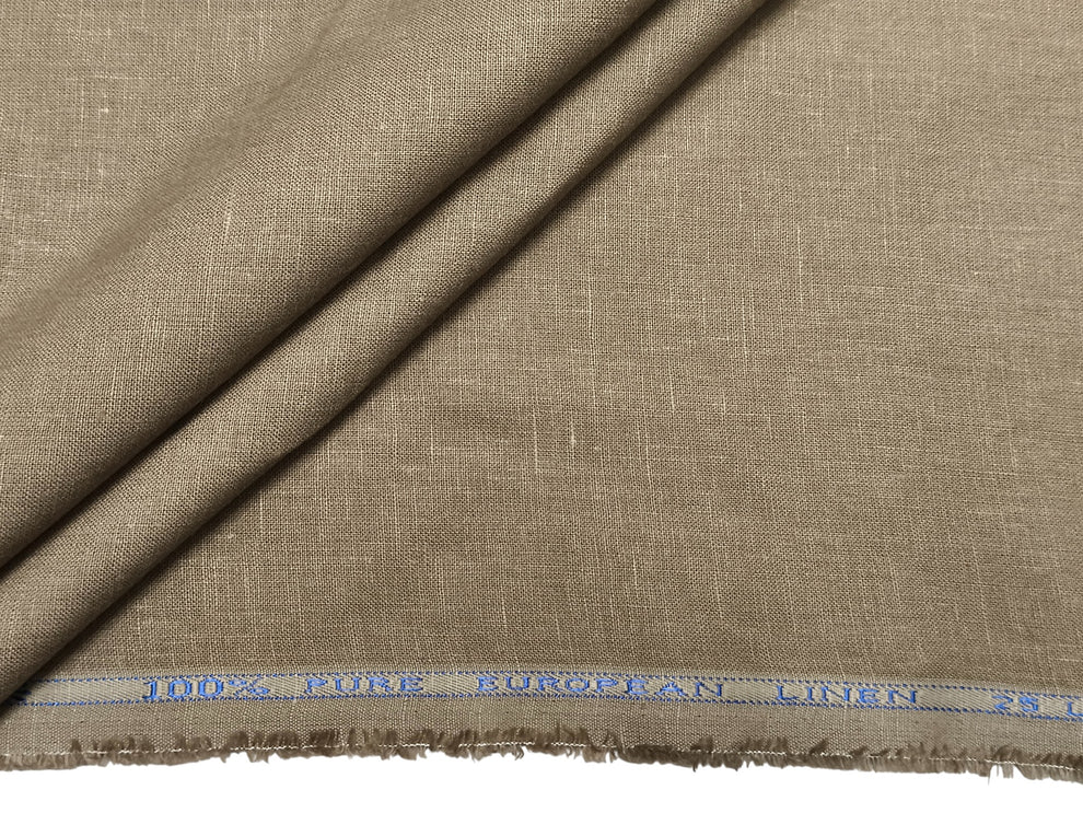 100% Pure European Linen 25 LEA Suiting Fabric (Light Bro… – FabricTales.in