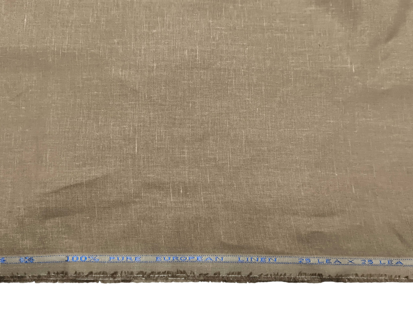 100% Pure European Linen 25 LEA Suiting Fabric (Light Brown, Plain)