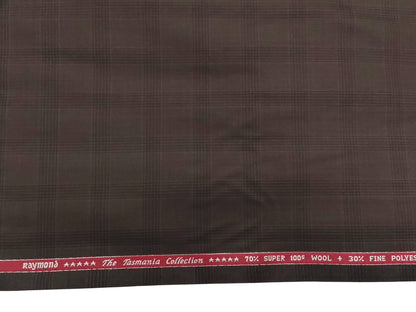 Raymond The Tasmania Collection 70% Wool Super 100s Suiting Fabric (Brown, Checks)