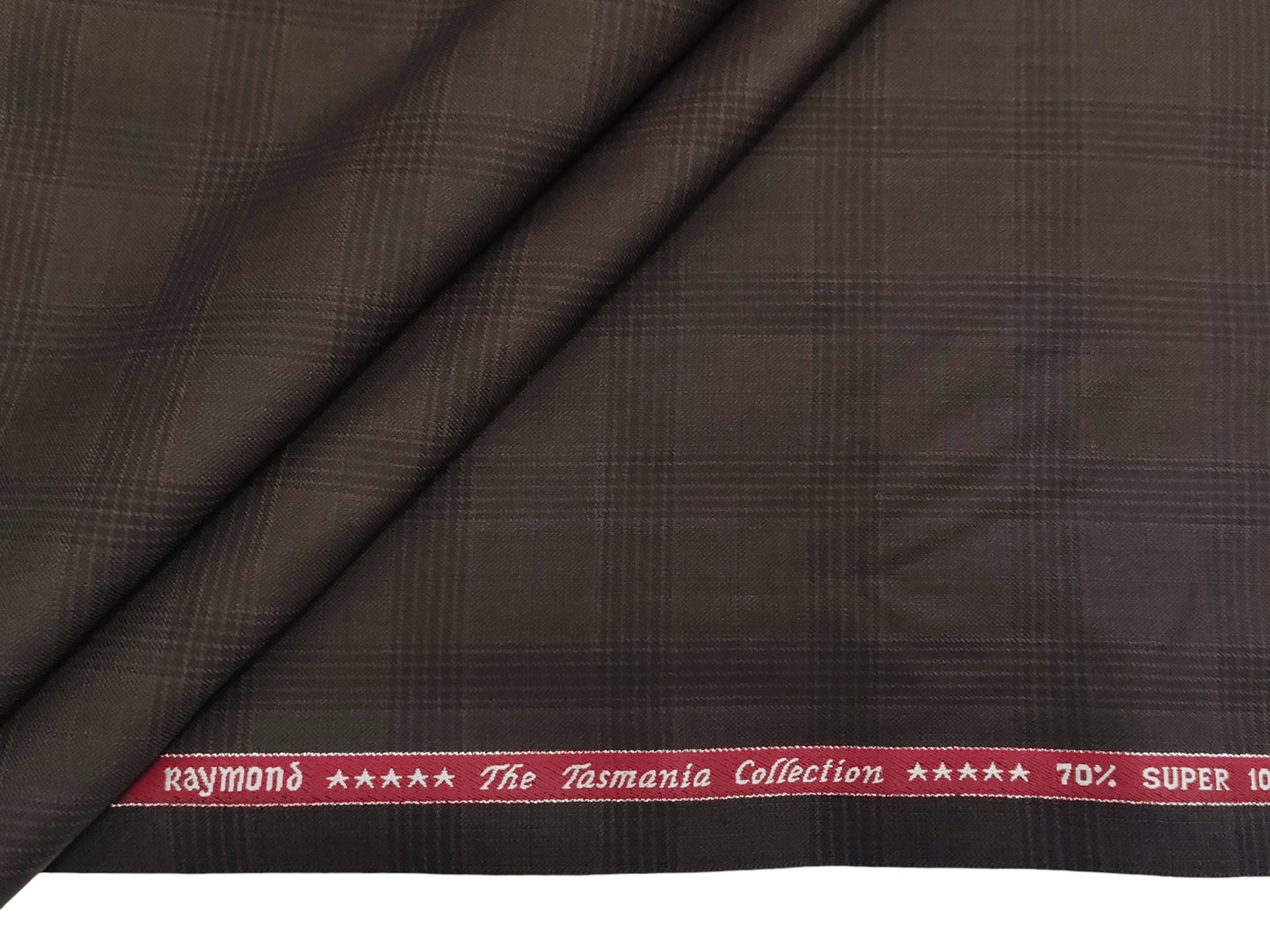 Raymond The Tasmania Collection 70% Wool Super 100s Suiting Fabric (Brown, Checks)