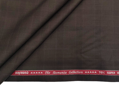 Raymond The Tasmania Collection 70% Wool Super 100s Suiting Fabric (Brown, Checks)