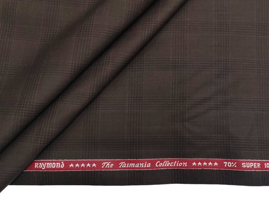 Raymond The Tasmania Collection 70% Wool Super 100s Suiting Fabric (Brown, Checks)