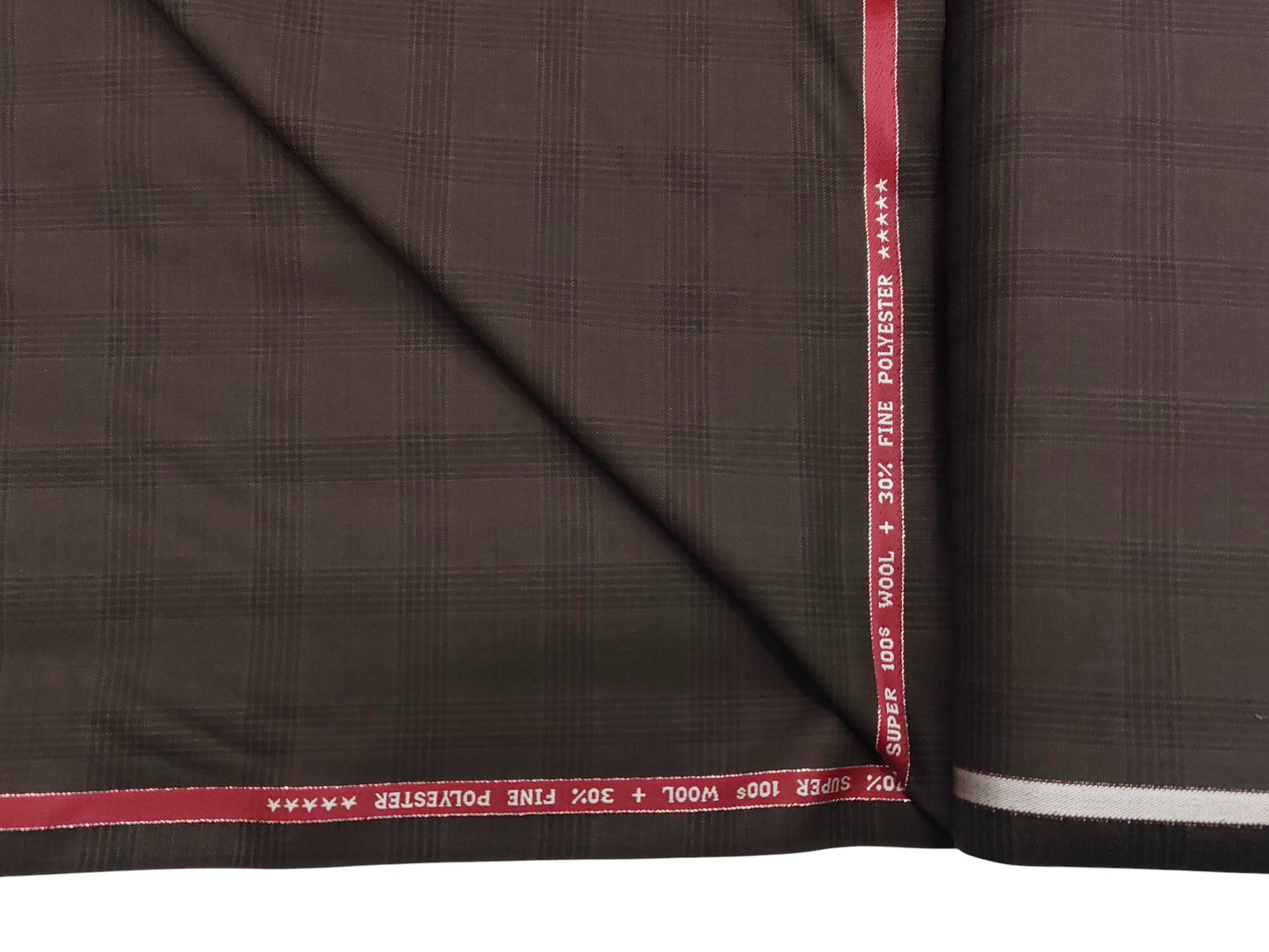 Raymond The Tasmania Collection 70% Wool Super 100s Suiting Fabric (Brown, Checks)