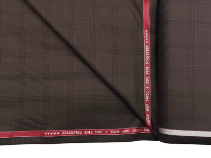 Raymond The Tasmania Collection 70% Wool Super 100s Suiting Fabric (Brown, Checks)