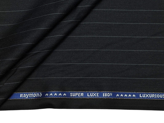 Raymond Super Luxe 60% Wool Super 180s Suiting Fabric (Charcoal Grey, Pinstripes)