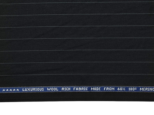 Raymond Super Luxe 60% Wool Super 180s Suiting Fabric (Charcoal Grey, Pinstripes)