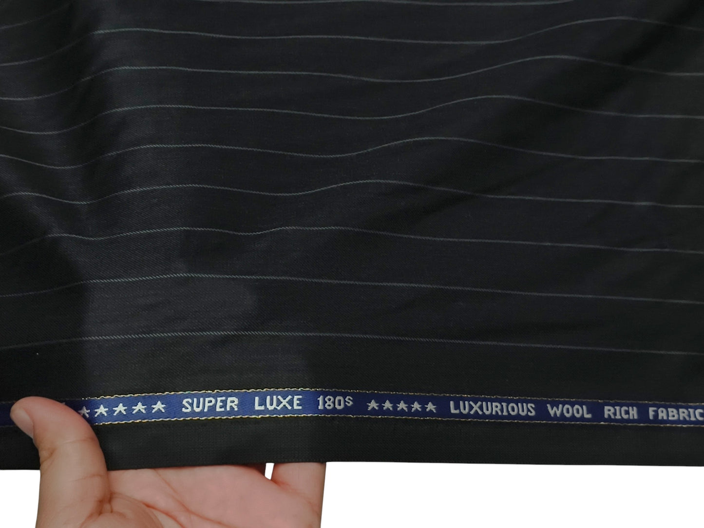 Raymond Super Luxe 60% Wool Super 180s Suiting Fabric (Charcoal Grey, Pinstripes)