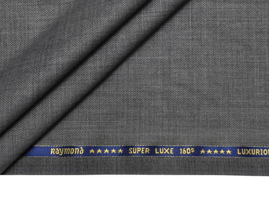 Raymond Super Luxe 60% Wool Super 160s Suiting Fabric (Grey Melange, Textured)