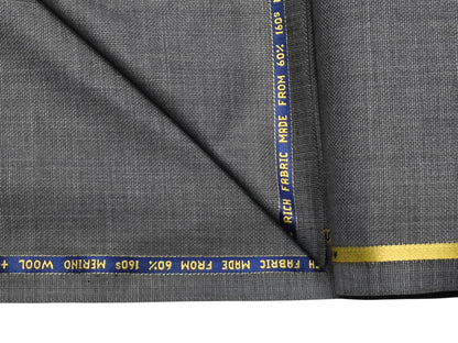 Raymond Super Luxe 60% Wool Super 160s Suiting Fabric (Grey Melange, Textured)