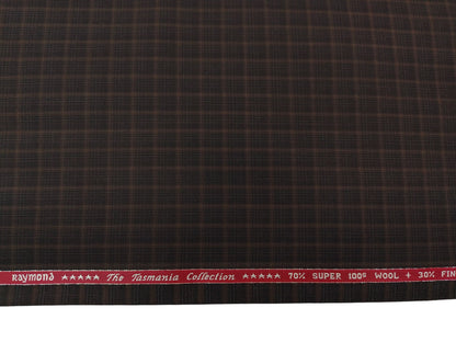 Raymond The Tasmania Collection 70% Wool Super 100s Suiting Fabric (Brown, Multichecks)