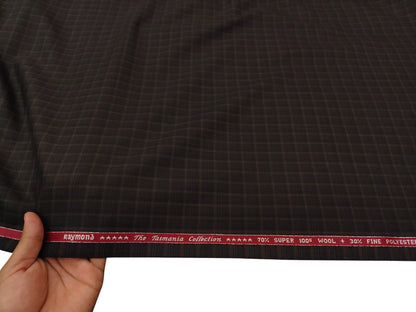 Raymond The Tasmania Collection 70% Wool Super 100s Suiting Fabric (Brown, Multichecks)