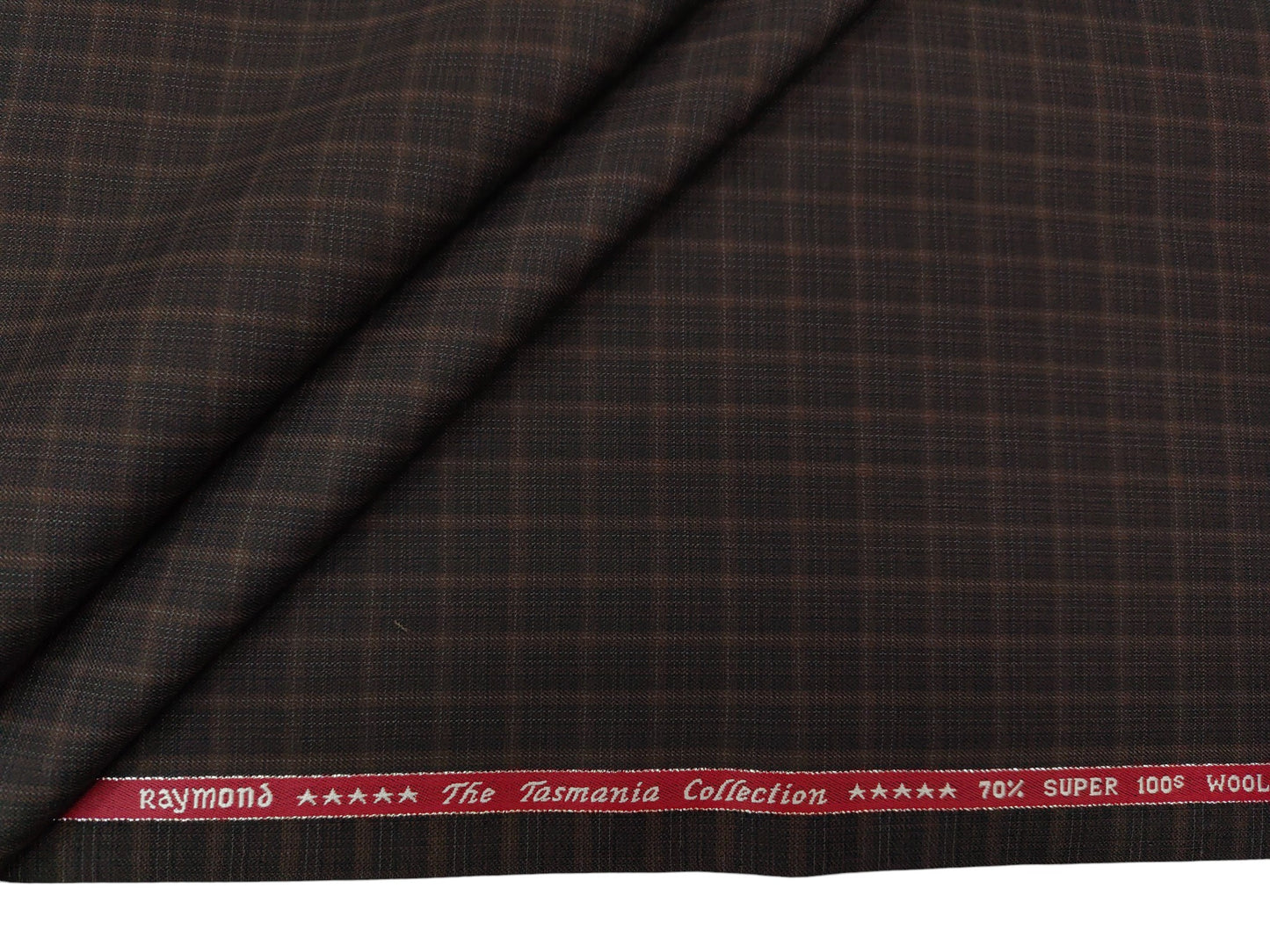 Raymond The Tasmania Collection 70% Wool Super 100s Suiting Fabric (Brown, Multichecks)