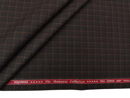 Raymond The Tasmania Collection 70% Wool Super 100s Suiting Fabric (Brown, Multichecks)