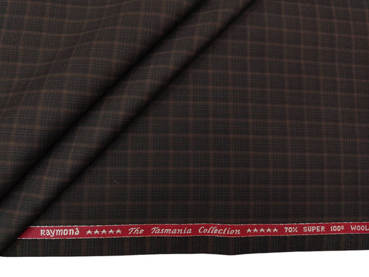 Raymond The Tasmania Collection 70% Wool Super 100s Suiting Fabric (Brown, Multichecks)