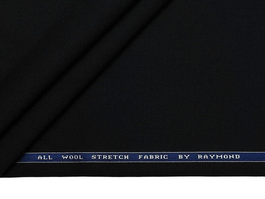 Raymond 100% Wool Stretched Suiting Fabric (Black, Plain Weave)