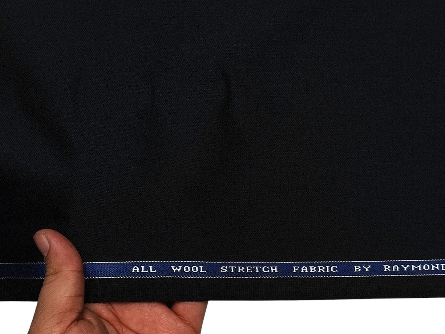 Raymond 100% Wool Stretched Suiting Fabric (Black, Plain Weave)