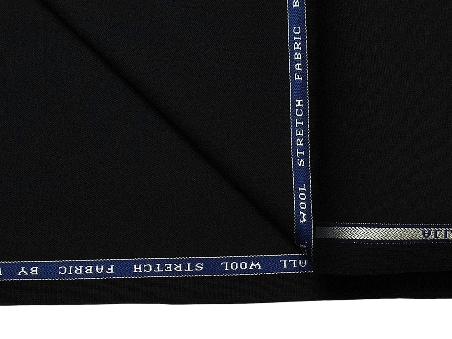 Raymond 100% Wool Stretched Suiting Fabric (Black, Plain Weave)